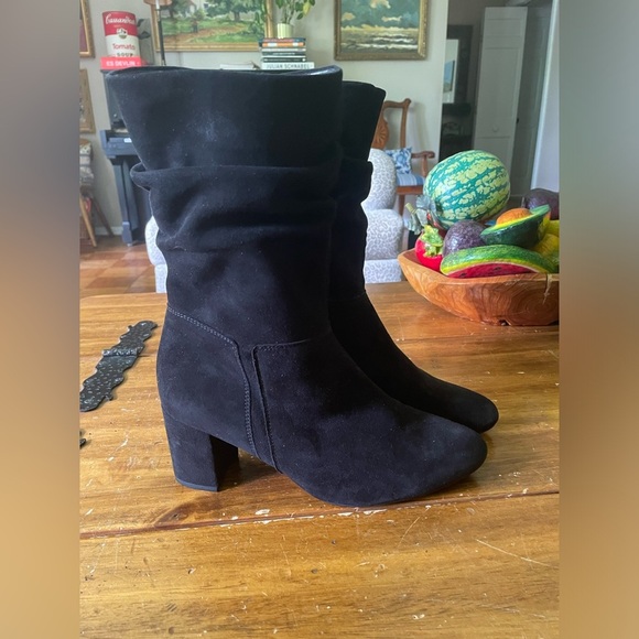 New GABOR Block Heel Black Suede Slouch Boot Uk Size 5 US 7.5 Eu 38 - Picture 2 of 9